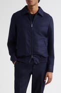 Thom Sweeney Spread Collar Wool Twill Bomber Jacket