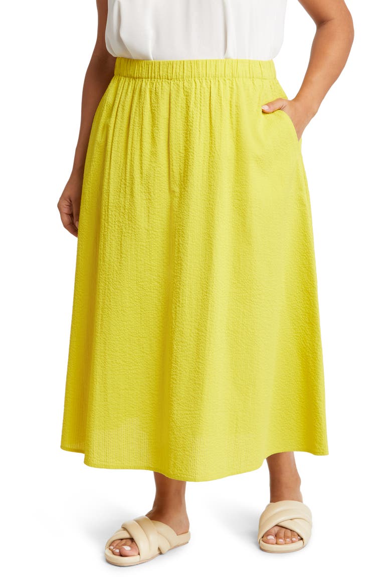 Organic Cotton A-Line Skirt, Main, color, SUNBEAM