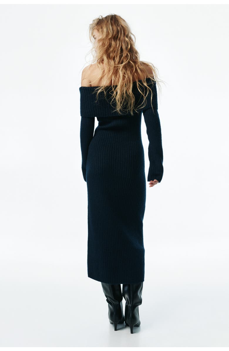 H&M Rib-knit Off-the-shoulder Dress, Alternate, color, 