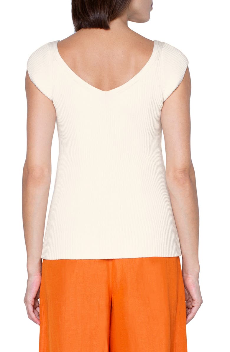 Akris punto Ribbed V-Neck Cap Sleeve Sweater, Alternate, color, 