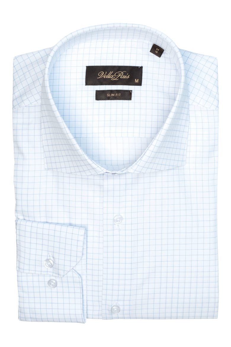 Grid Cotton Slim Fit Button Down Shirt, Alternate, color, WHITE