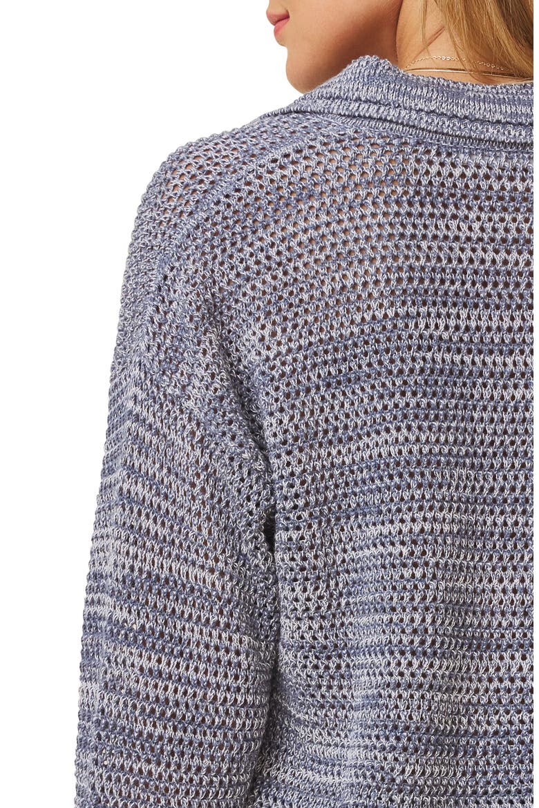 Haven Openwork Cotton Johnny Collar Cardigan, Alternate, color, INDIGO BLUE