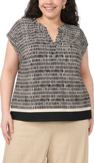 Vince Camuto Geometric Print Crepe Top