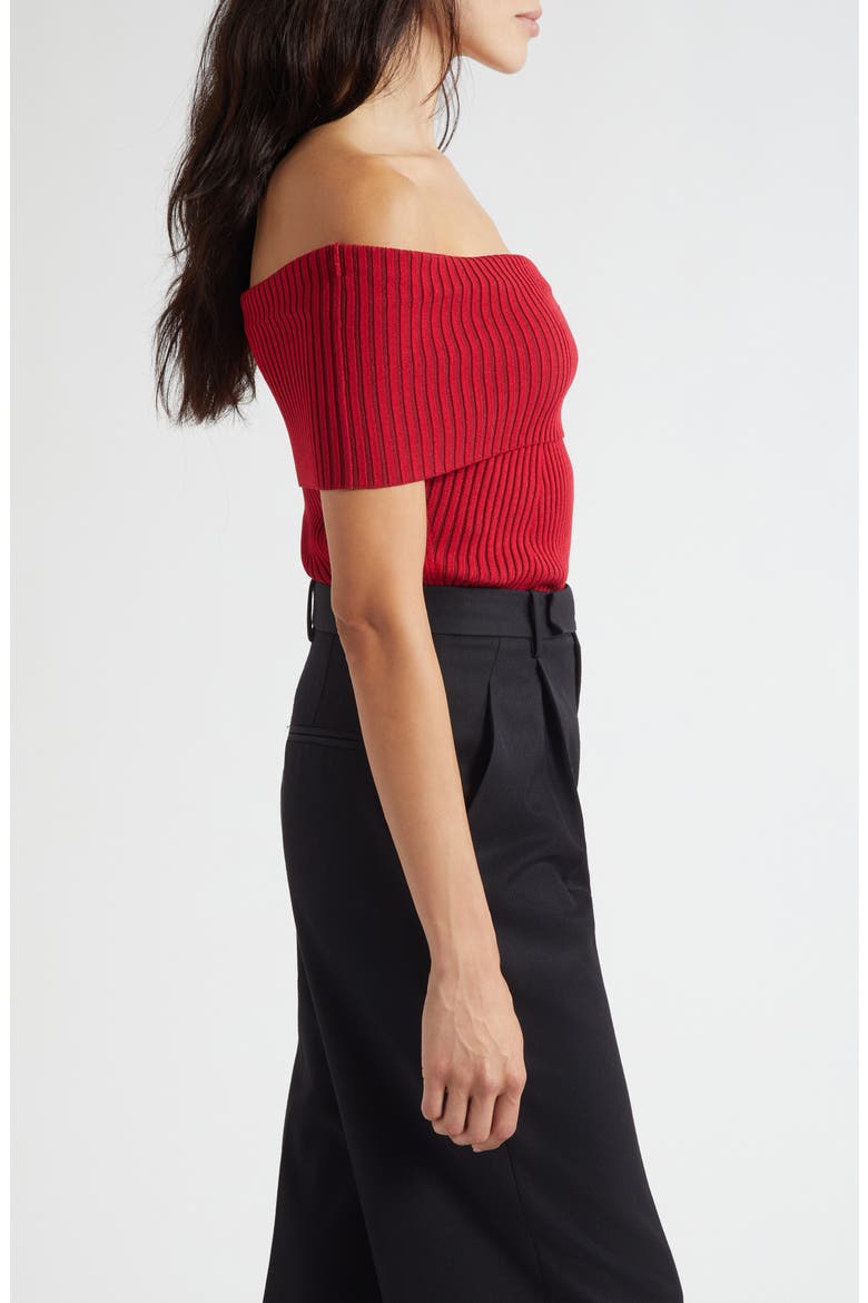 Luke Foldover Off the Shoulder Rib Top, Alternate, color, SCARLET RED