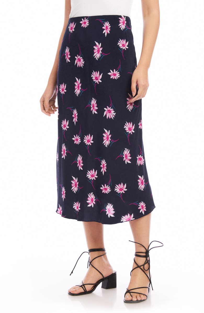 Karen Kane Daisy Print Bias Cut Midi Skirt, Alternate, color, 