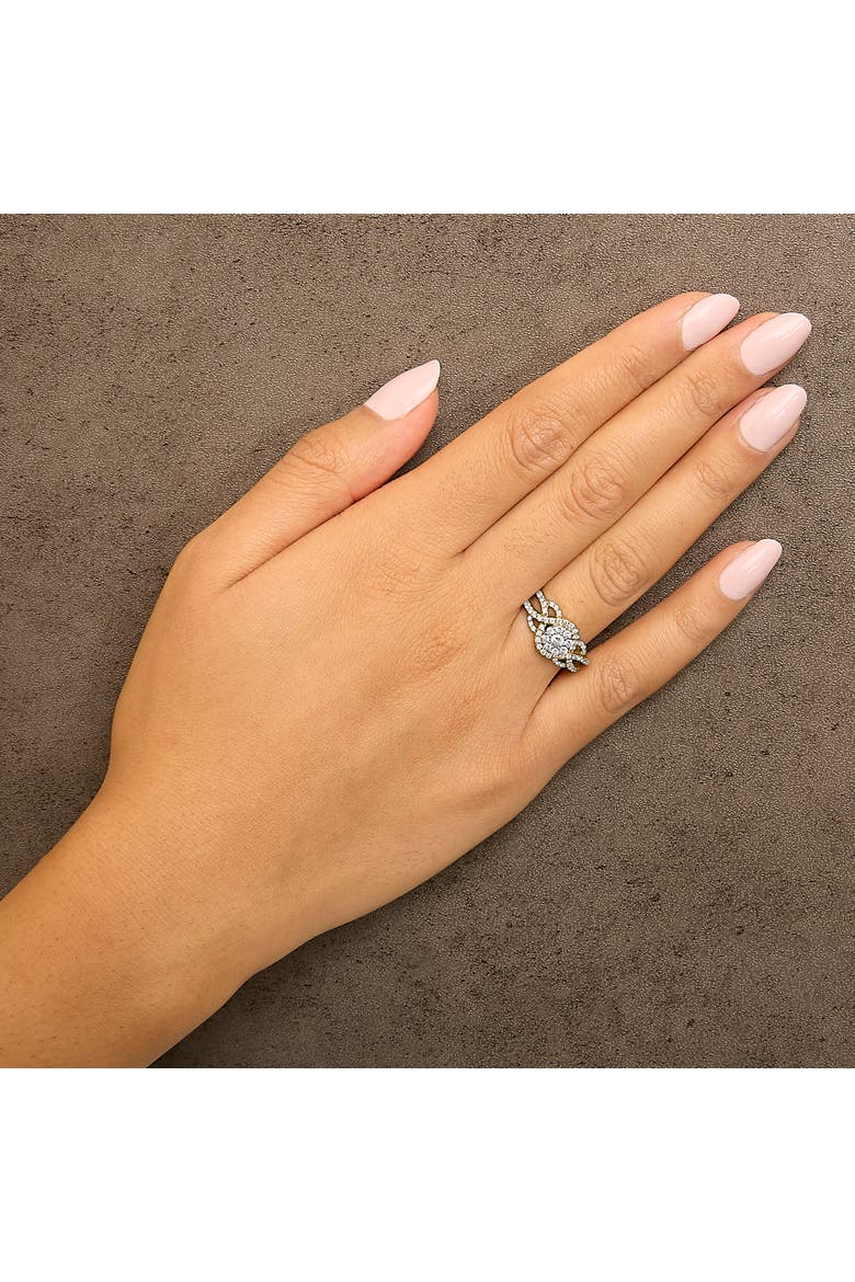 10K Gold 3/4 Ctw Diamond Floral Cluster Head Cocktail Ring, Alternate, color, Rose Gold