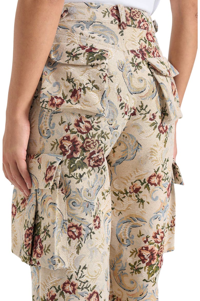 Emilie High Waisted Tapestry Cargo Pants, Alternate, color, Beige