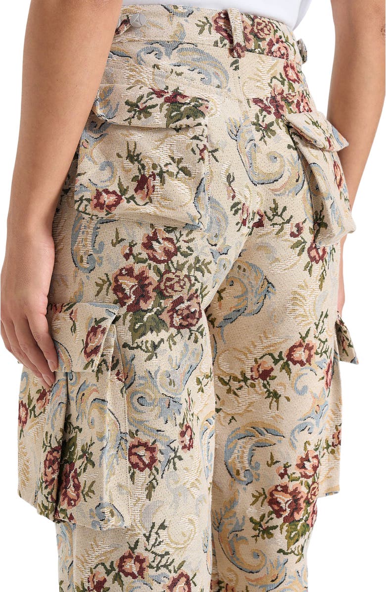 Manière De Voir Emilie High Waisted Tapestry Cargo Pants, Alternate, color, Beige