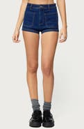 EDIKTED Saren High Waist Denim Micro Shorts