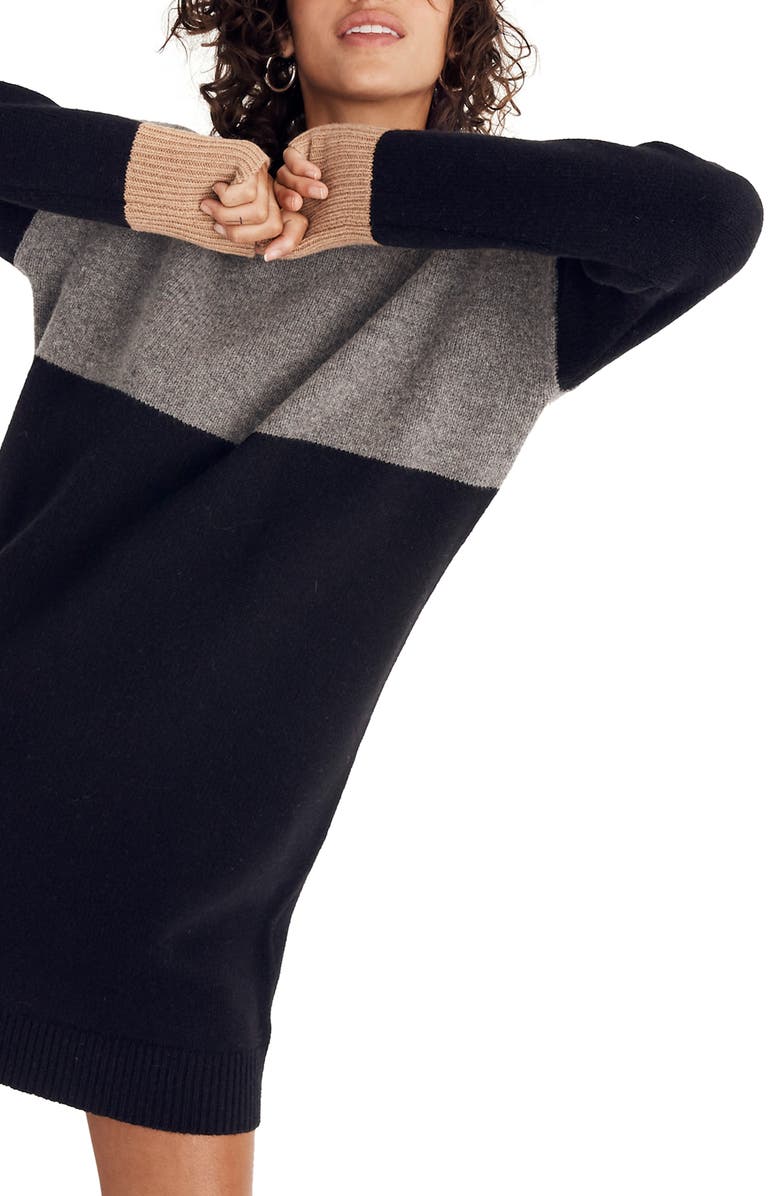 Madewell Colorblock Sweater Dress, Main, color,