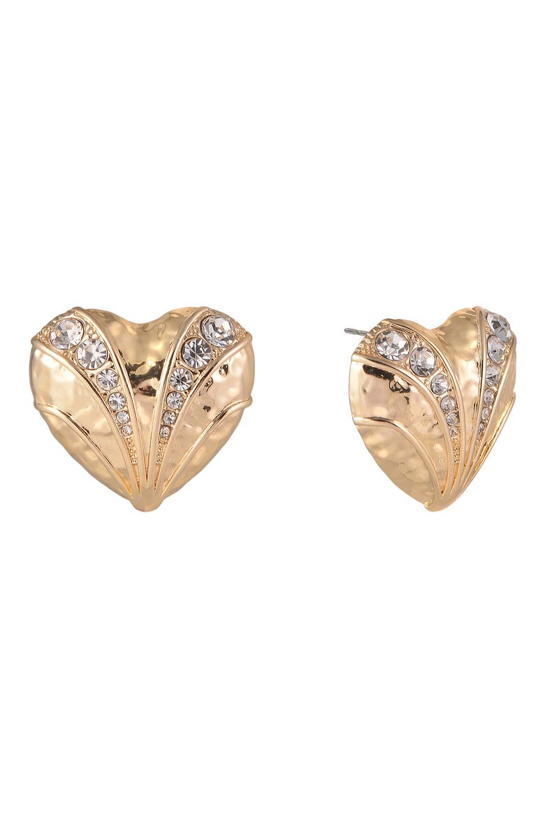 Heart Button Earrings, Alternate, color, GOLD