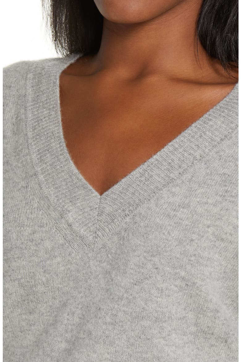 NAADAM V-Neck Cashmere Sweater, Alternate, color, CEMENT