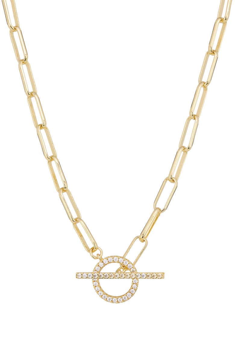 ATHRA LUXE Pavé Paper Clip Chain Toggle Necklace, Main, color, Gold