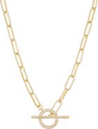 ATHRA LUXE Pavé Paper Clip Chain Toggle Necklace