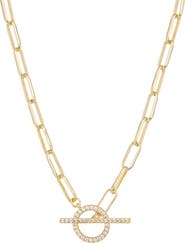 ATHRA LUXE Pavé Paper Clip Chain Toggle Necklace