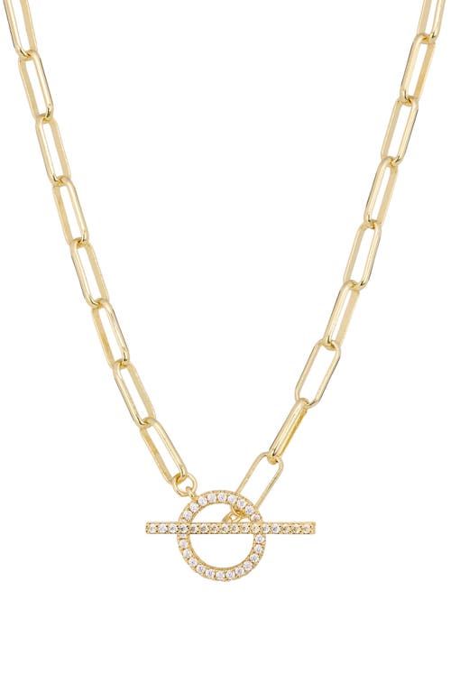 ATHRA LUXE Pavé Paper Clip Chain Toggle Necklace in Gold at Nordstrom