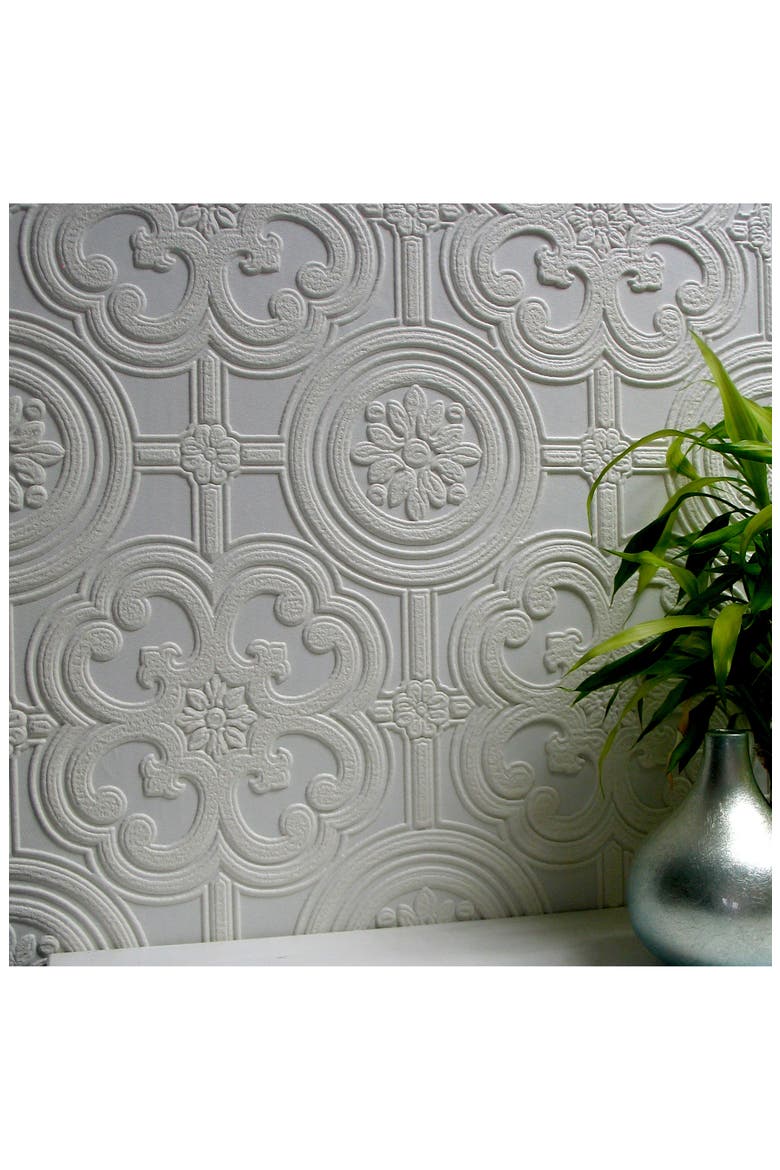 Egon Paintable Textured Vinyl Peel & Stick Wallpaper, Alternate, color, WHITE