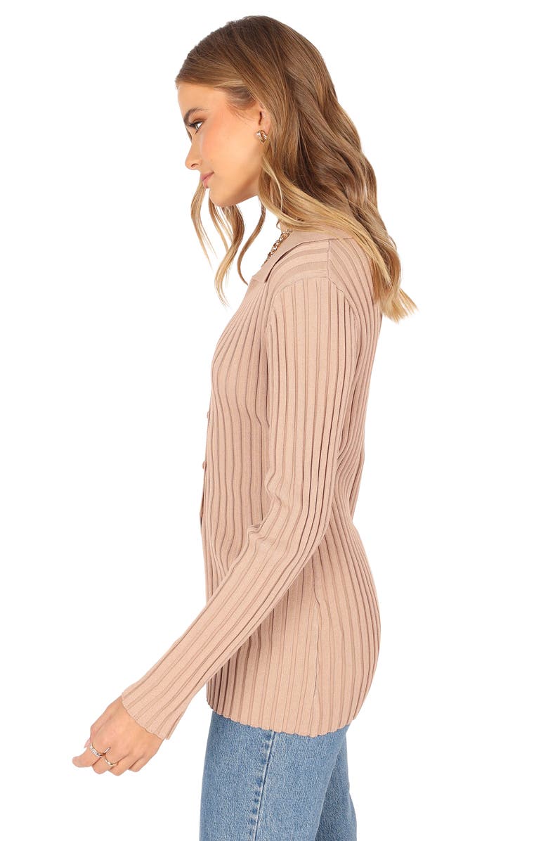 Petal & Pup Samara Rib Collared Cardigan, Alternate, color, Mocha