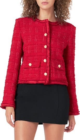 Fringe Trim Tweed Jacket