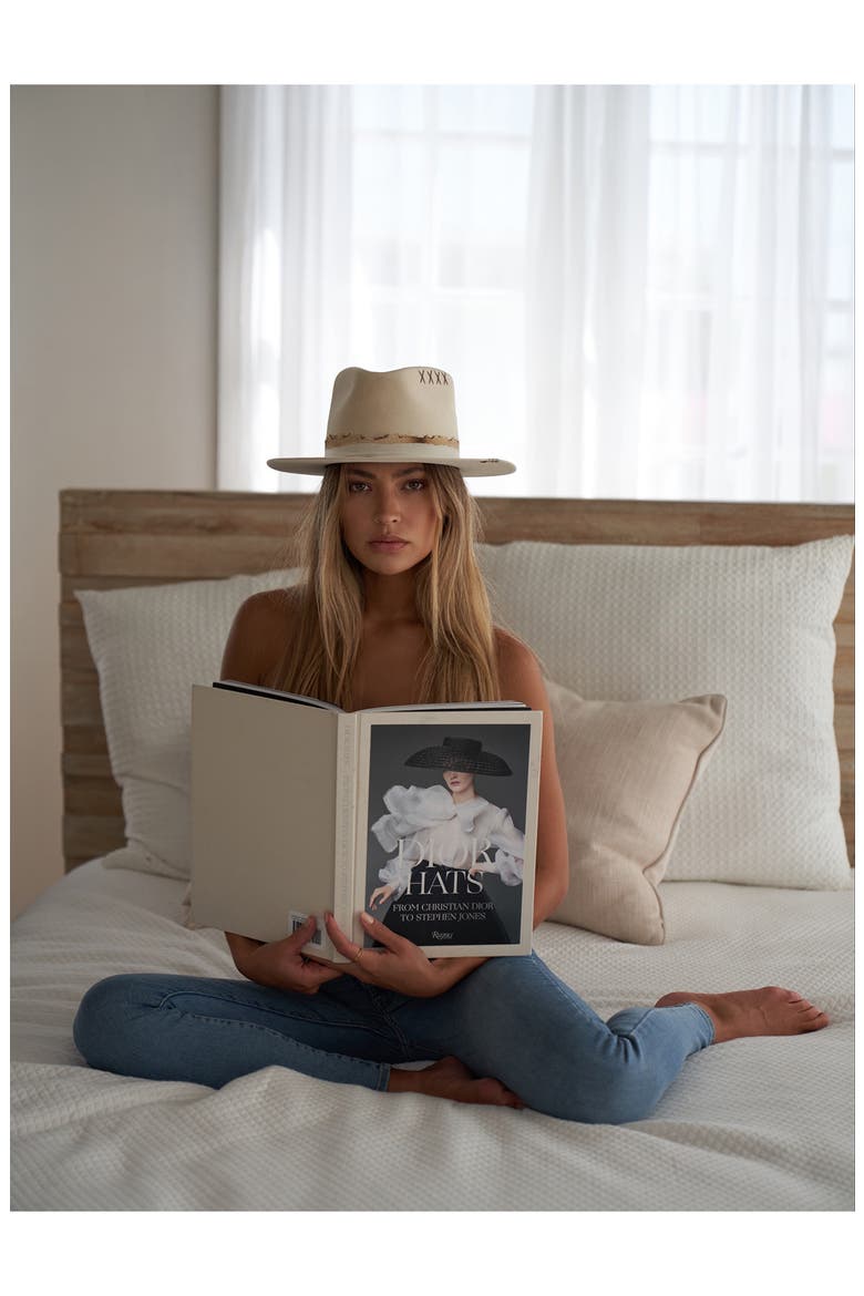 Distressed Wool Fedora, Alternate, color, OFF WHITE
