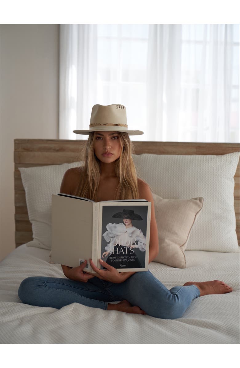 MODERN MONARCHIE Distressed Wool Fedora, Alternate, color, Off White