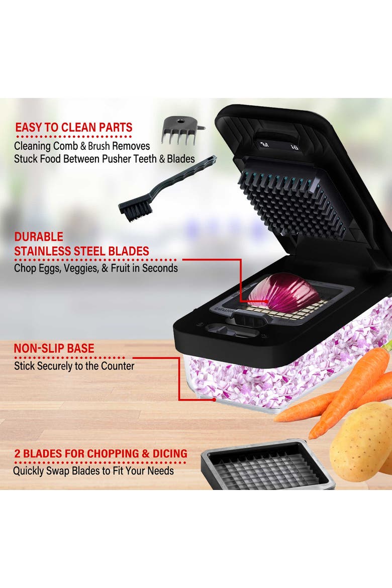 3.6 Cup Vegetable Chopper with 2 Interchangeable Blades, Alternate, color, Black