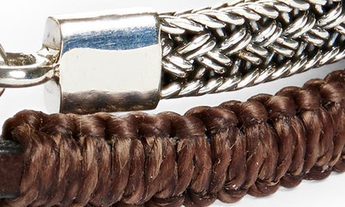 Caputo & Co Artisan Sterling Silver & Leather Macramé Double Wrap Bracelet In Brown Combo