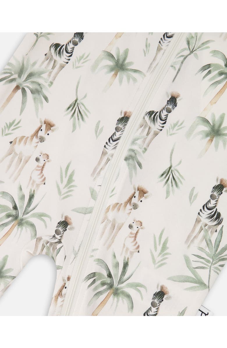 Deux par Deux Organic Cotton Jersey Animal Footed One-Piece Pyjama, Alternate, color, Beige Zebra Print