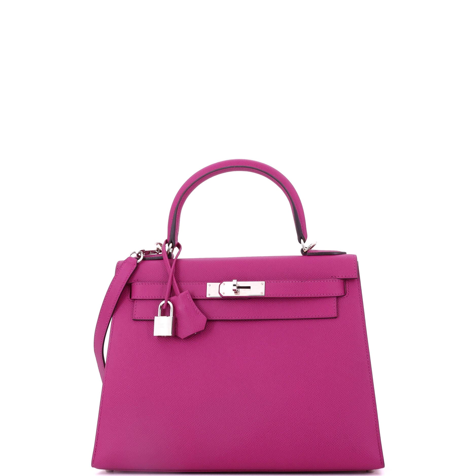 Pre-Owned Hermes Kelly Handbag Pink Epsom with Palladium Hardware 28, Main, color, 