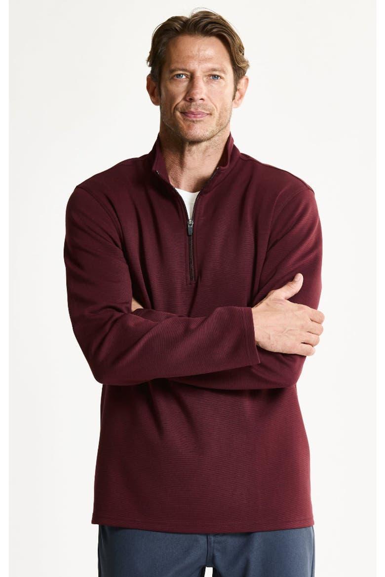 Micro Stripe Pullover Quarter Zip, Main, color, DARK RED