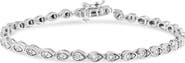 Haus of Brilliance Silver 1/10 Cttw Round-Cut Diamond Pear Link 7.25" Bracelet