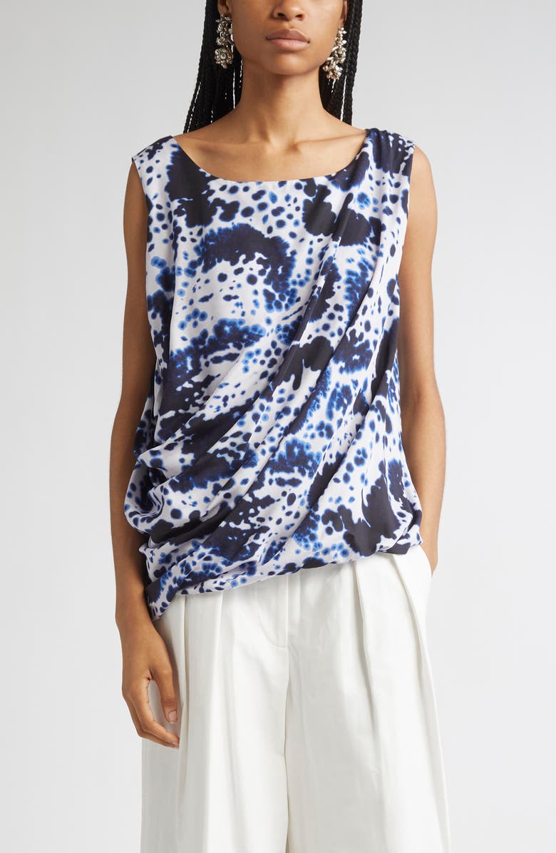 Dries Van Noten Cot Orchid Petal Print Draped Top, Main, color,