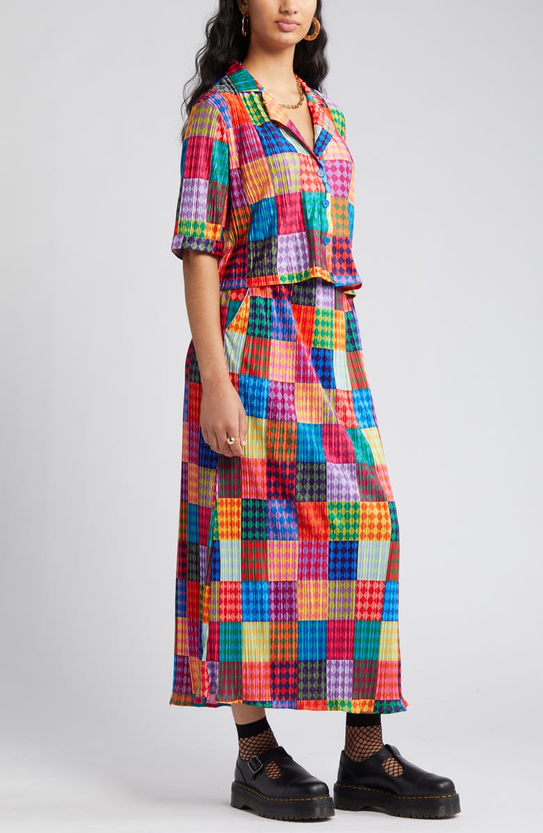 Dressed in Lala Est La Vie Plissé Button-Up Shirt & Skirt Set, Alternate, color,