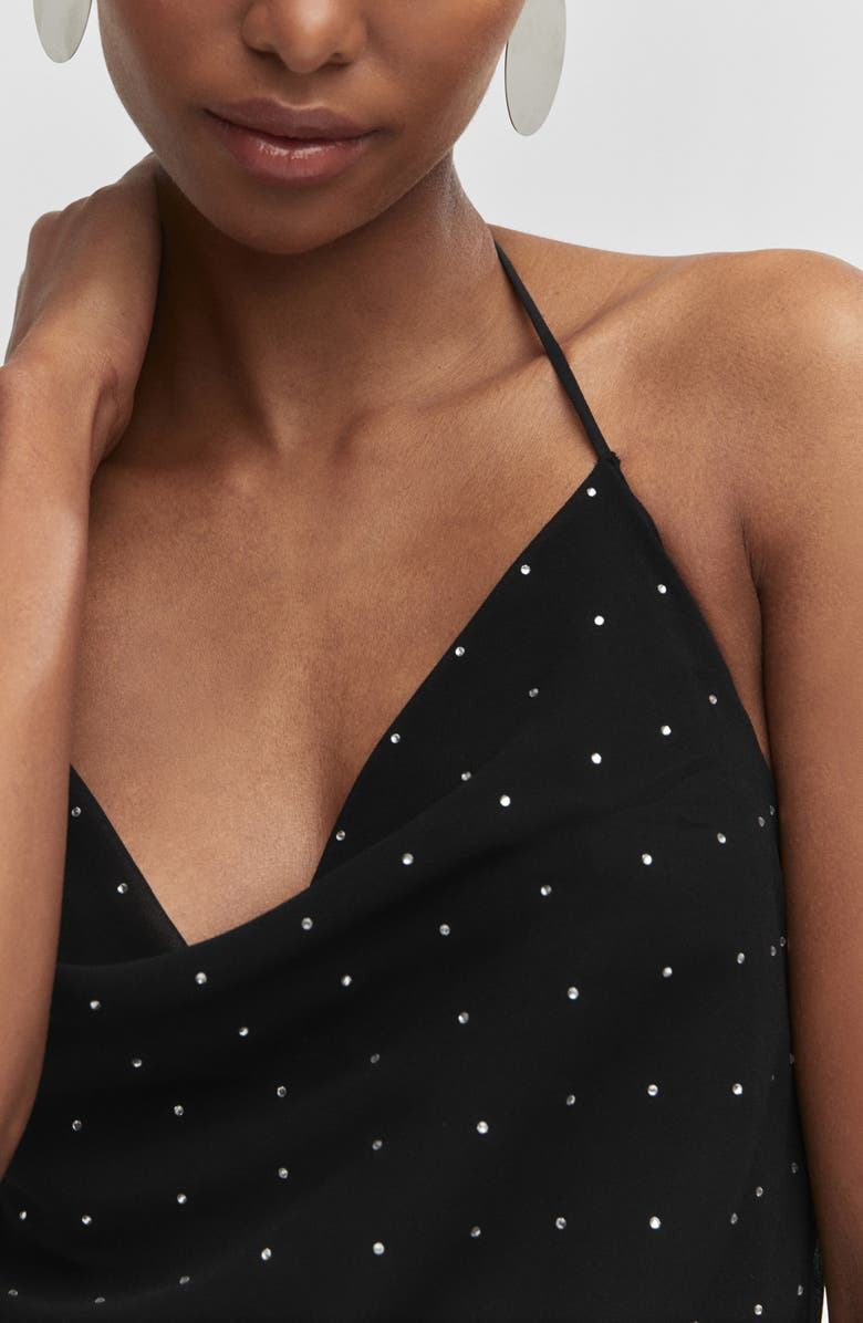 MANGO Rhinestone Halter Dress, Alternate, color,