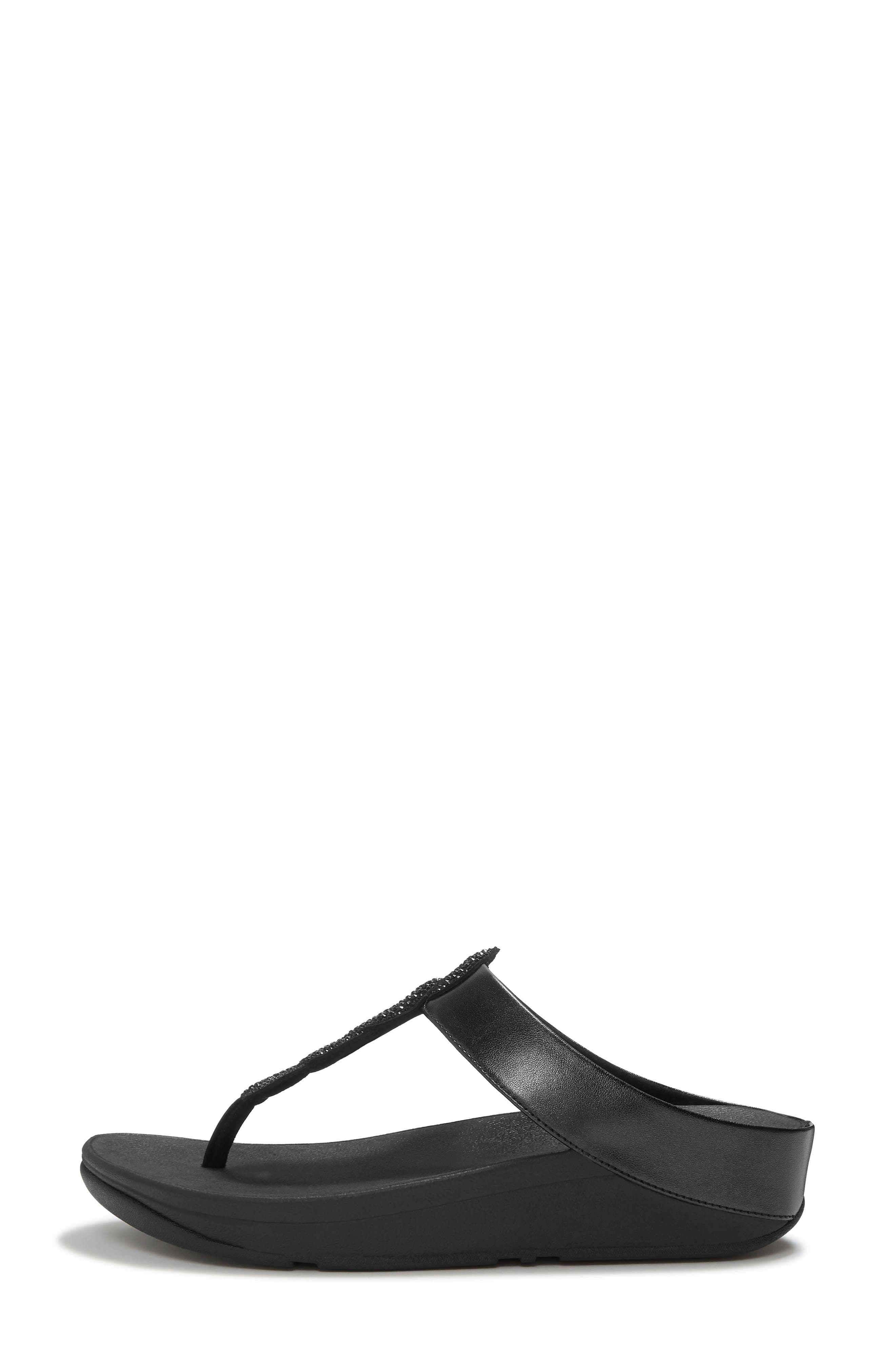 FitFlop Fino Crystal Twist T-Strap Sandal, Alternate, color, All Black