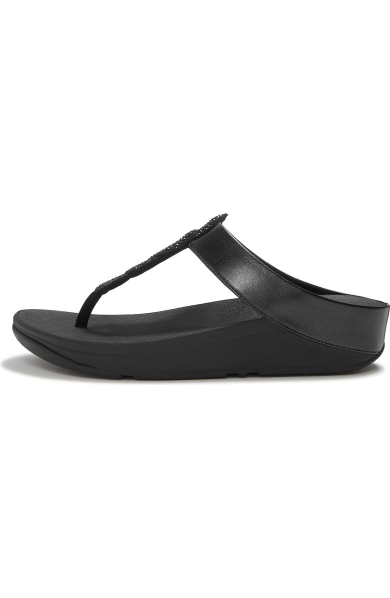 FitFlop Fino Crystal Twist T-Strap Sandal, Alternate, color, All Black