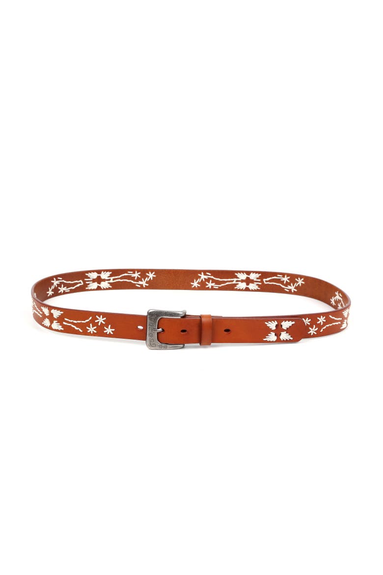 Senna Genuine Leather Minimalist Clean Line Belt, Alternate, color, Camel