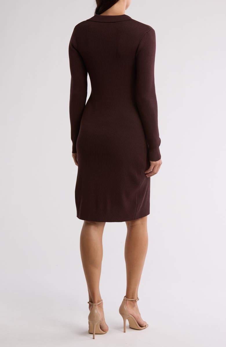 Nanette Lepore Long Sleeve Faux Wrap Sweater Dress, Alternate, color, Bitter Chocolate