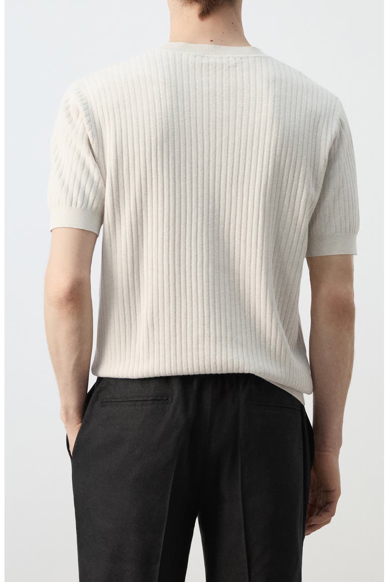 Short Sleeve Cotton & Modal Rib Top, Alternate, color, SAND