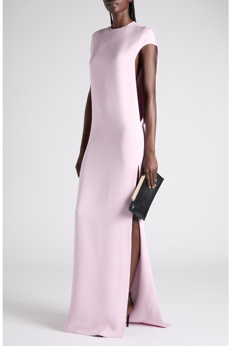 Stretch Silk Georgette Evening Gown, Alternate, color, ORCHID PINK