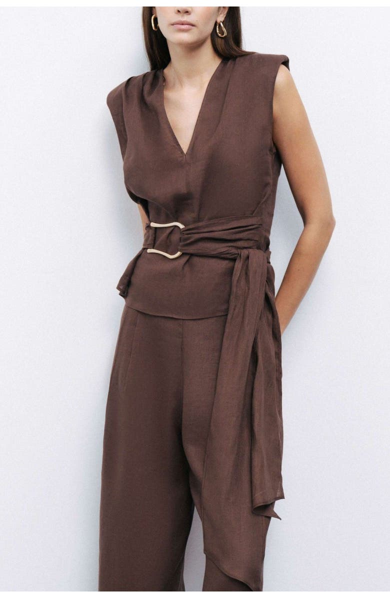 Nocturne Waist Accessory Detailed Blouse, Main, color, 