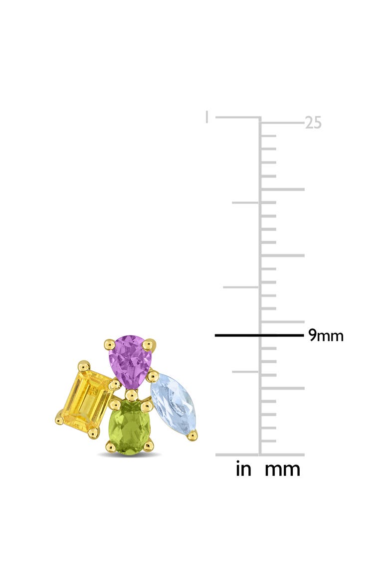 Amethyst, Blue Topaz, Peridot & Yellow Sapphire Cluster Stud Earrings, Alternate, color, GOLD MULTI