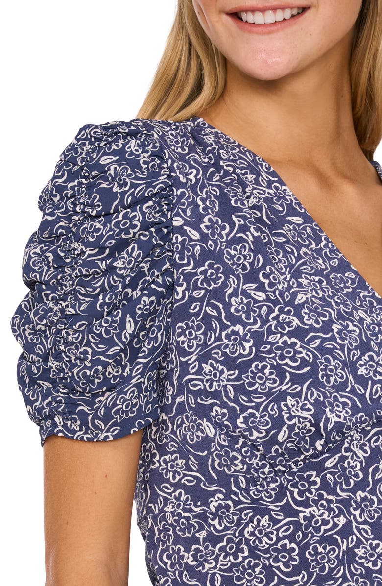 CeCe Floral Print Puff Sleeve Top, Alternate, color, 