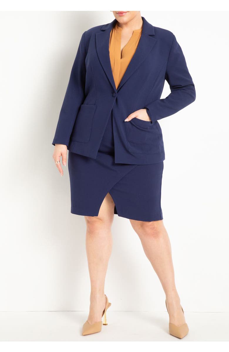 ELOQUII Notch Collar Blouse, Alternate, color, Biscuit