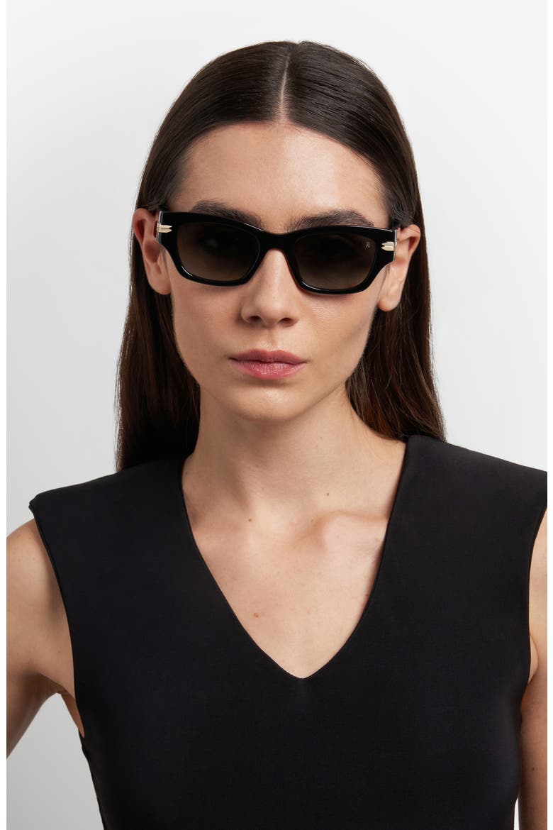 52mm Gradient Rectangular Sunglasses, Alternate, color, BLACK