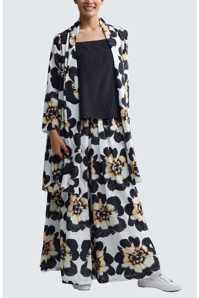 Meliora Floral Print Open-Front Duster, Alternate, color, Beige