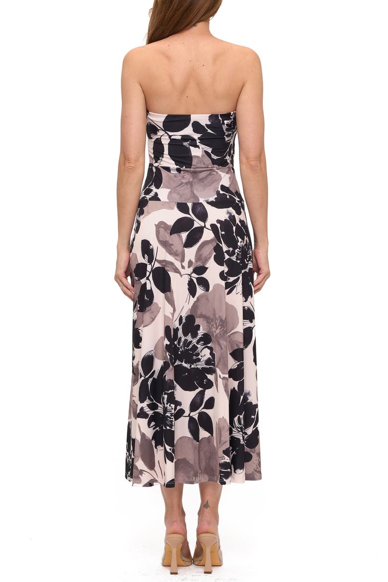 Printed Strapless Maxi Dress, Alternate, color, BLACK/ WHITE