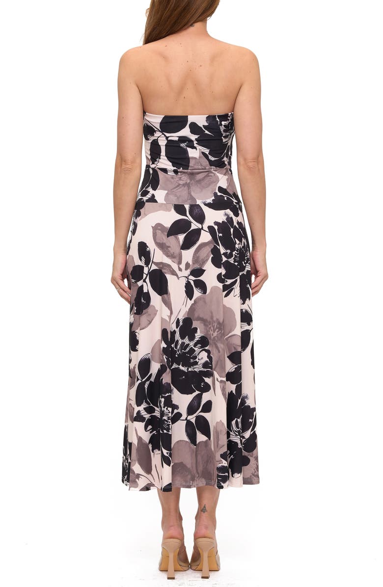 O.L. Printed Strapless Maxi Dress, Alternate, color, Black/ White