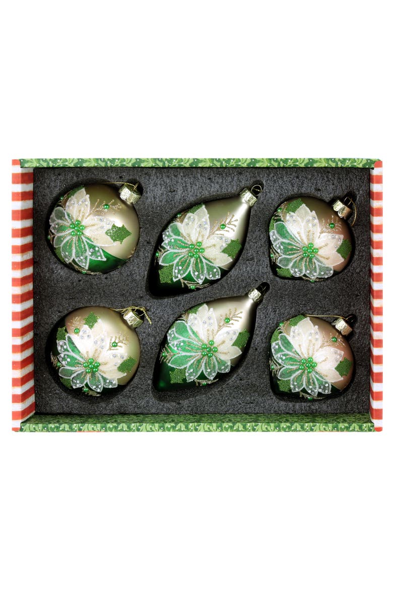 Graceful Bloom Ornament, Box of 6, Alternate, color, Emerald Green