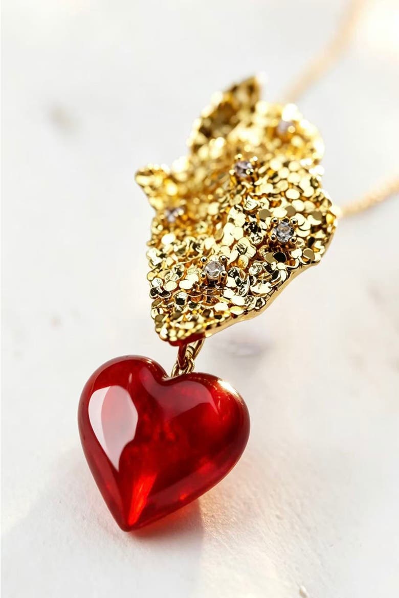 Valentina Murano Glass Heart Drop Earrings, Alternate, color, Red